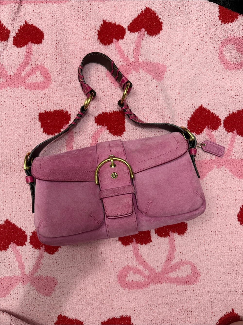 Coach Pink Suede Shoulder Bag
